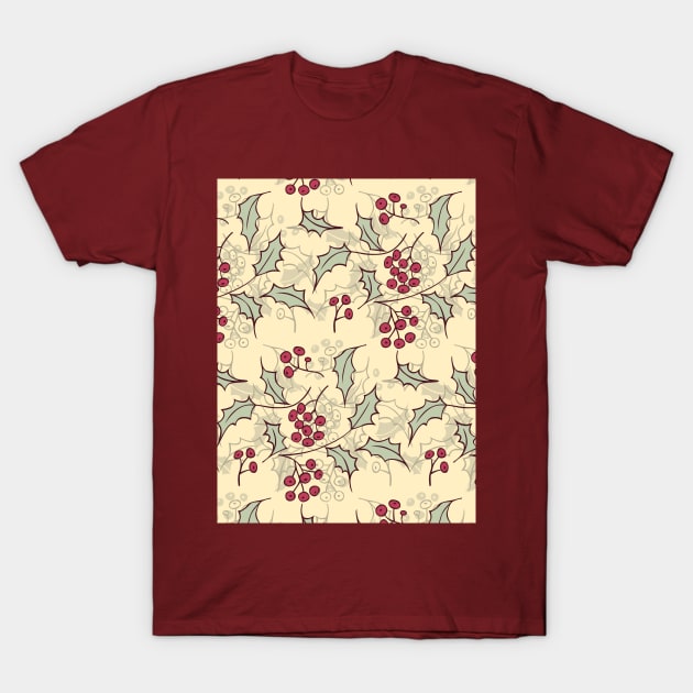 Holly berry Christmas pattern design T-Shirt by katerinamk